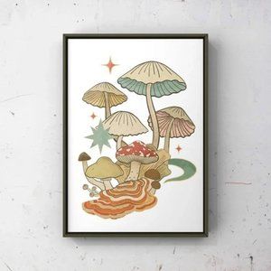 Vintage cottagecore mushroom graphic art print